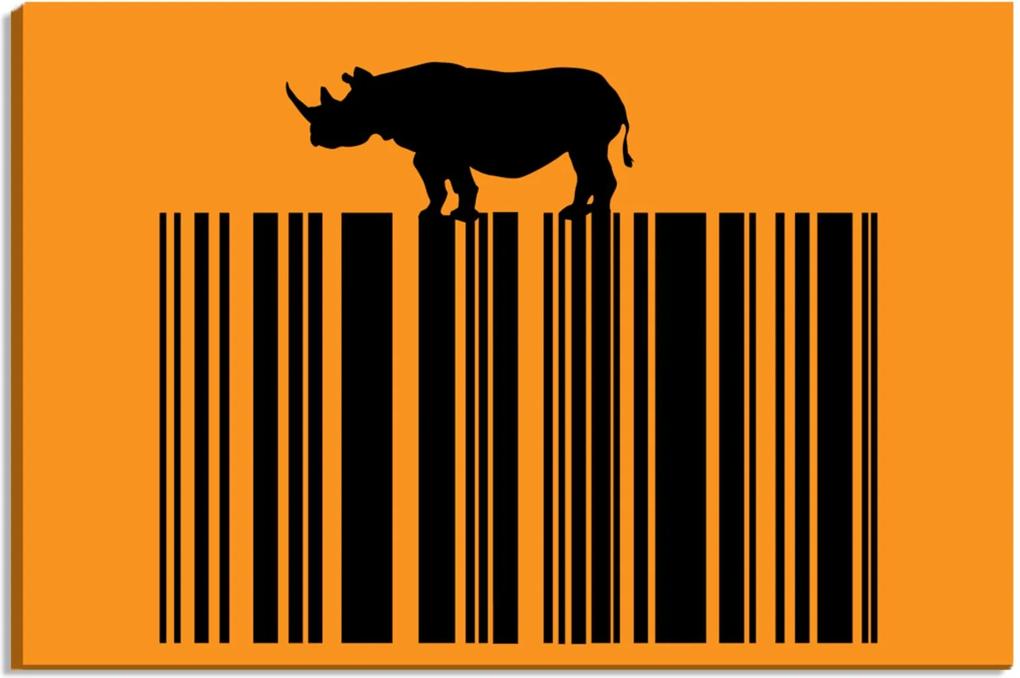 Tela Decorativa Rinoceronte Estilo Código de Barras - Tamanho: 60x90cm (A-L) Unico