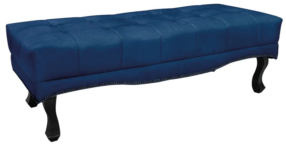 Puff Recamier Retrô Luis Xv Captonê para Quarto Vicenza 160cm Suede S04 - D'Rossi - Azul Marinho