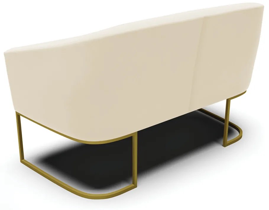 Sofá 2 Lugares Namoradeira Industrial Dourado Stella Veludo D03 - D'Rossi - Bege