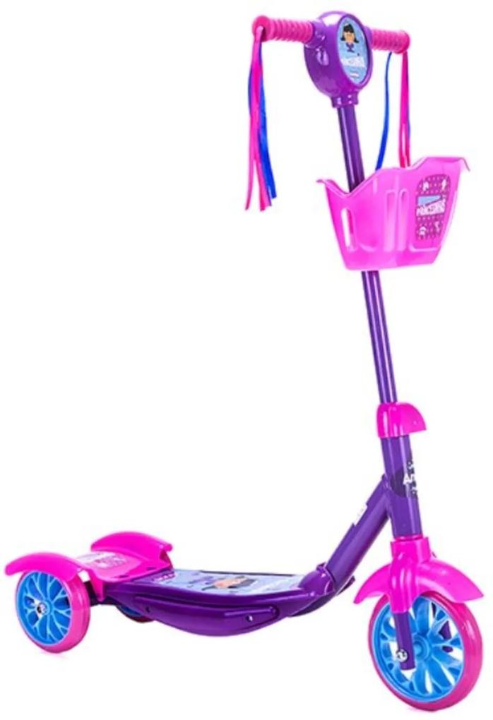 Patinete Scooter 3 rodas Infantil Roxo de Menina com Cestinha - Princesa Anne - Unik Toys