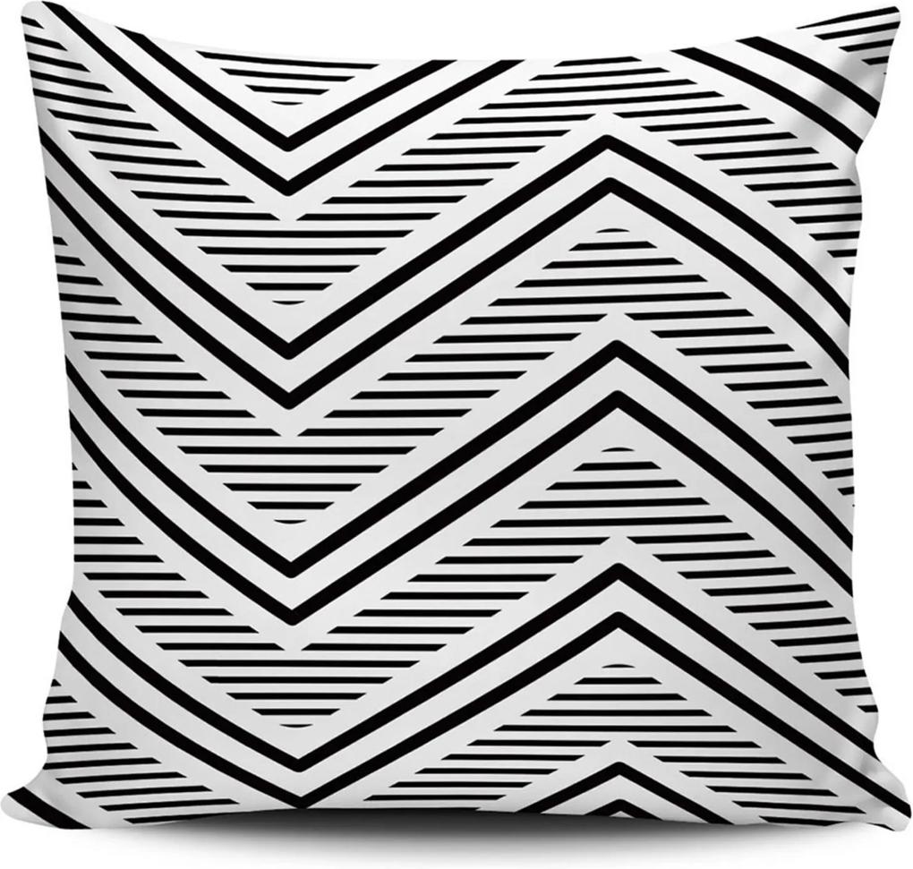 Almofada decorativa Linhas Geometricas Preto Branco 45x45cm
