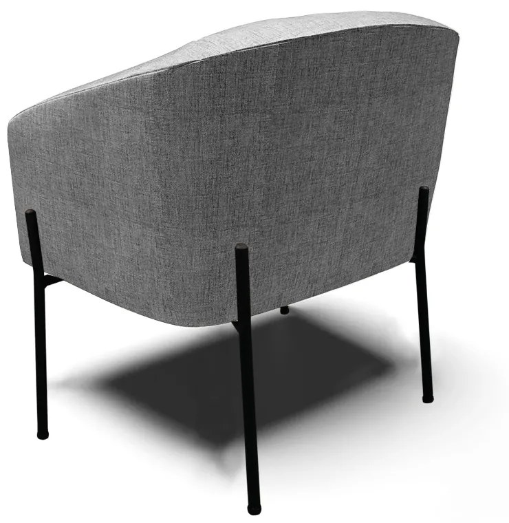 Poltrona Decorativa Pé de Ferro Preto Stella Suede Linho D03 - D'Rossi - A26 Grafite