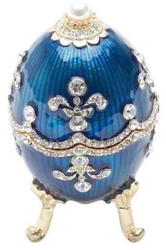 Porta Jóias Zamac Ovo Fabergé Royal Azul 5x5x9cm 25655 Prestige