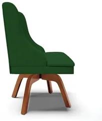 Kit 6 Cadeiras Estofadas Base Giratória de Madeira Lia Veludo Verde Lu