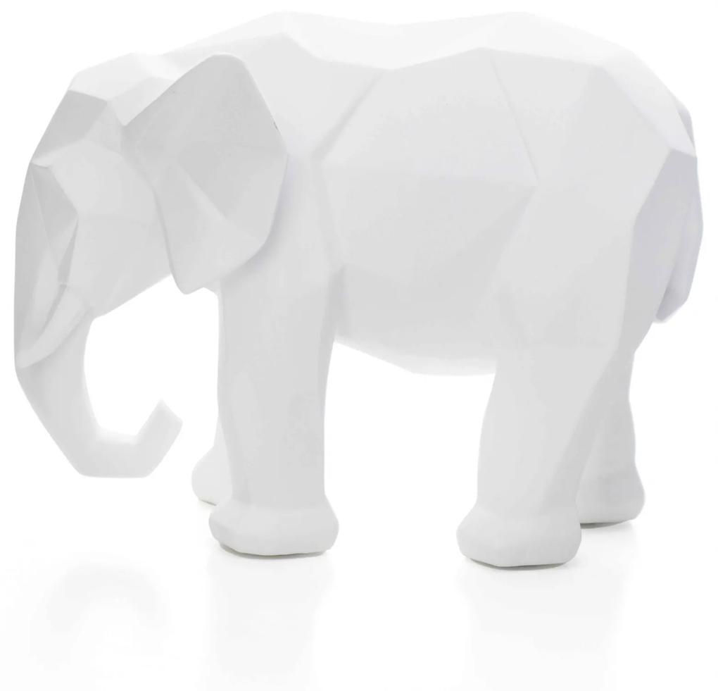 Escultura Decorativa Elefante em Poliresina Branco 15x20x9 cm - D'Rossi