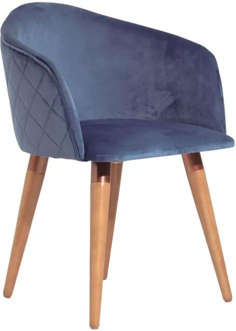 Cadeira de Jantar Galli Veludo Azul Cobre - Wood Prime PV 32730