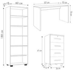 Conjunto de Escritório Home Office 3 com Peças Gávea Branco - Mpozenat