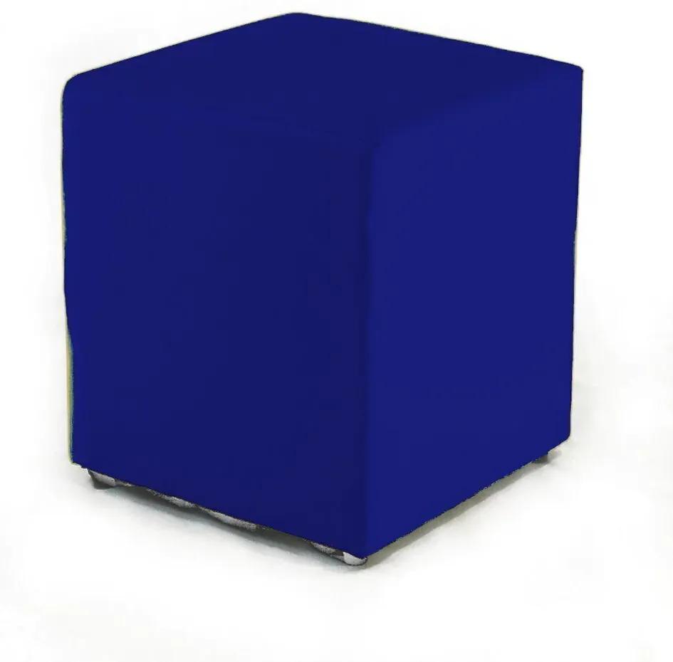 Puff Quadrado Box Couro 45X35Cm Ecológico Orthovida (Azul)
