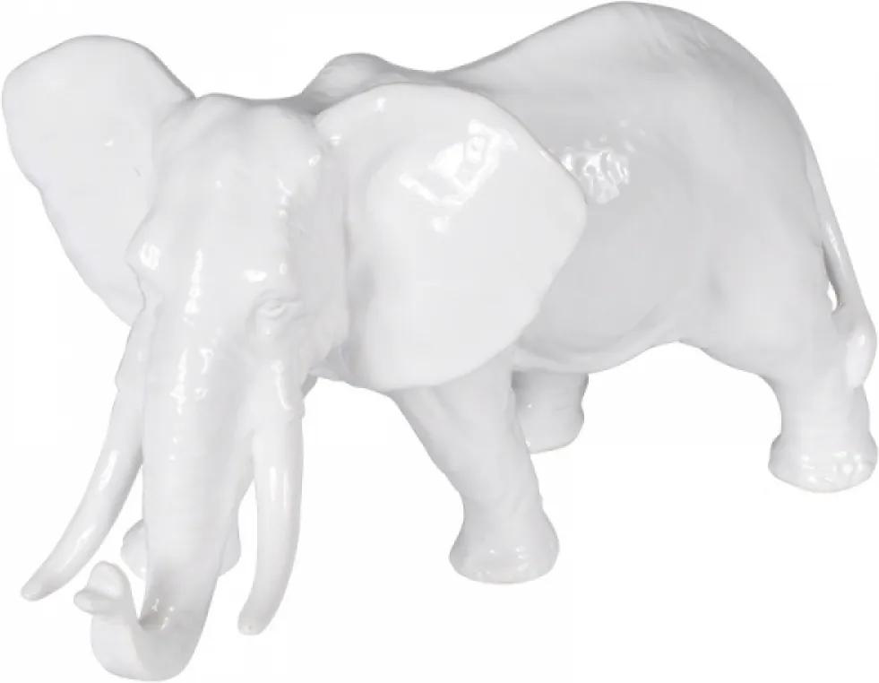 escultura elefante SOMALIA ceramica branco 23 cm Ilunato XD0046