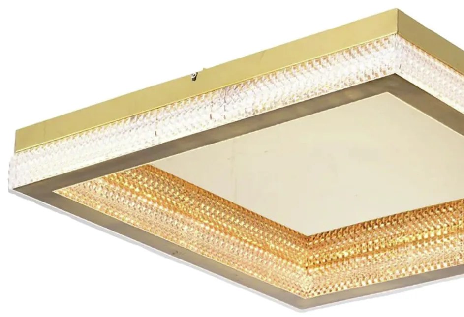 Plafon Mirage Quadrado 50X50X07Cm Led 51W 3000K Bivolt Dourado Escovad...