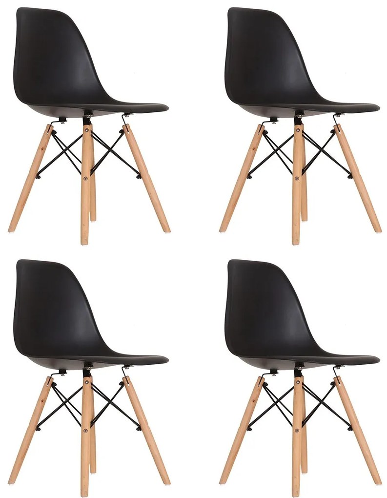 Conjunto 4 Cadeiras Eames Preta Dsw - Empório Tiffany