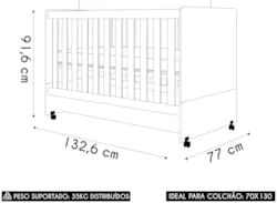 Berço Americano Mini Cama Com Rodízios Charme Nature/Off Z49 - Mpozena