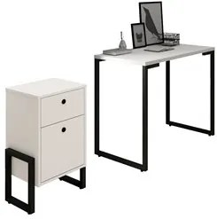Conjunto Escritório Mesa Escrivaninha 90cm e Gaveteiro 2 Gavetas New P