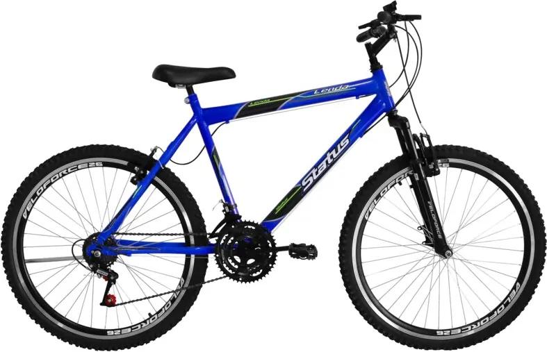 Bicicleta Status Bike Aro 26 18 Marchas Status Lenda c/ Suspensão Dianteira - Azul