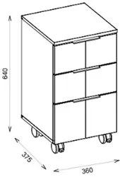 Gaveteiro Office 3 Gavetas Cubic Branco Texturizado - Caemmun