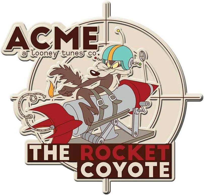 Placa de Parede Looney Tunes Acme The Rocket Coyote Bege em Metal
