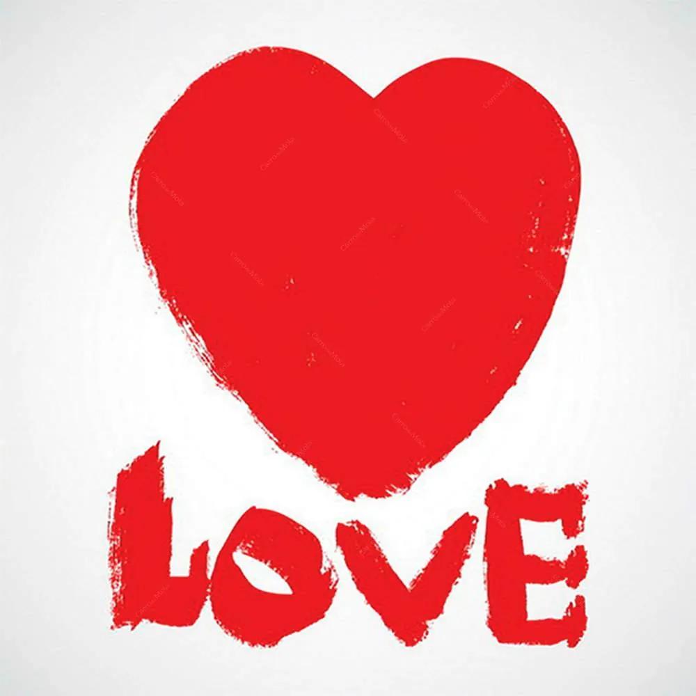 Tela Love com Coração Vermelho em MDF - Urban - 60x60 cm