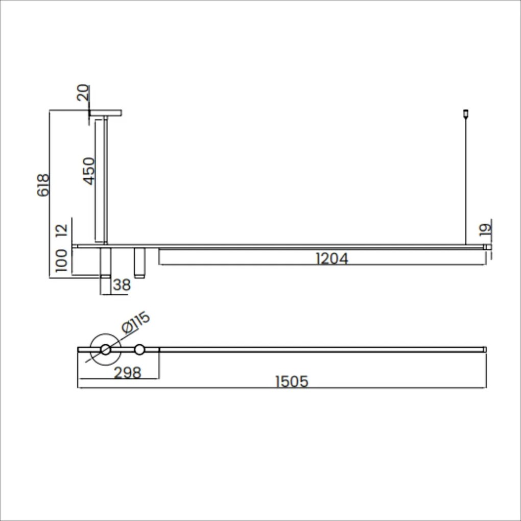 Pendente Let 02 Foco 61,8X11,5X150,4Cm Led 37W - Usina 19770/1500 (AV-M - Avelã Metálico, 3000k)