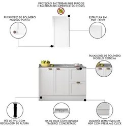 Armário de Cozinha Modulado 2 Peças Com Pia Inox CJ12 Duna P09 Branco