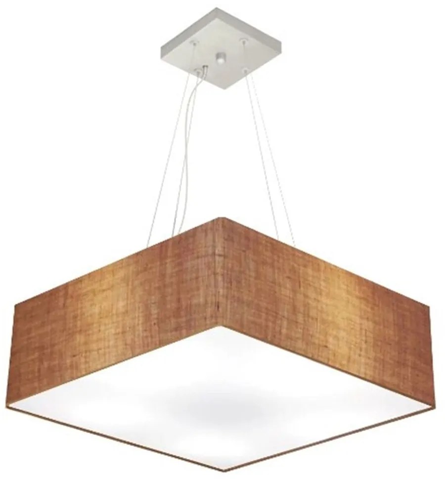 Lustre Pendente Quadrado Vivare Md-4032 Cúpula em Tecido 15/50x50cm - Bivolt