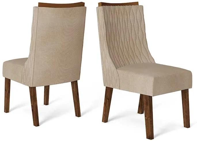 Conjunto 2 Cadeiras Amélia Rústico Malbec Tecido Linho Saara