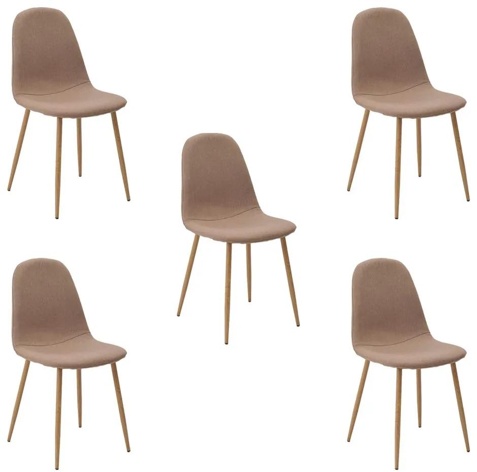 Kit 5 Cadeiras Decorativas Sala e Escritorio Base Clara Emotion Caqui Linho G56 - Gran Belo