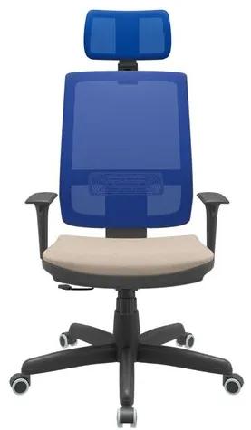 Cadeira Office Brizza Tela Azul Com Encosto Assento Poliester Fendi RelaxPlax Base Standard 126cm - 63652 Sun House