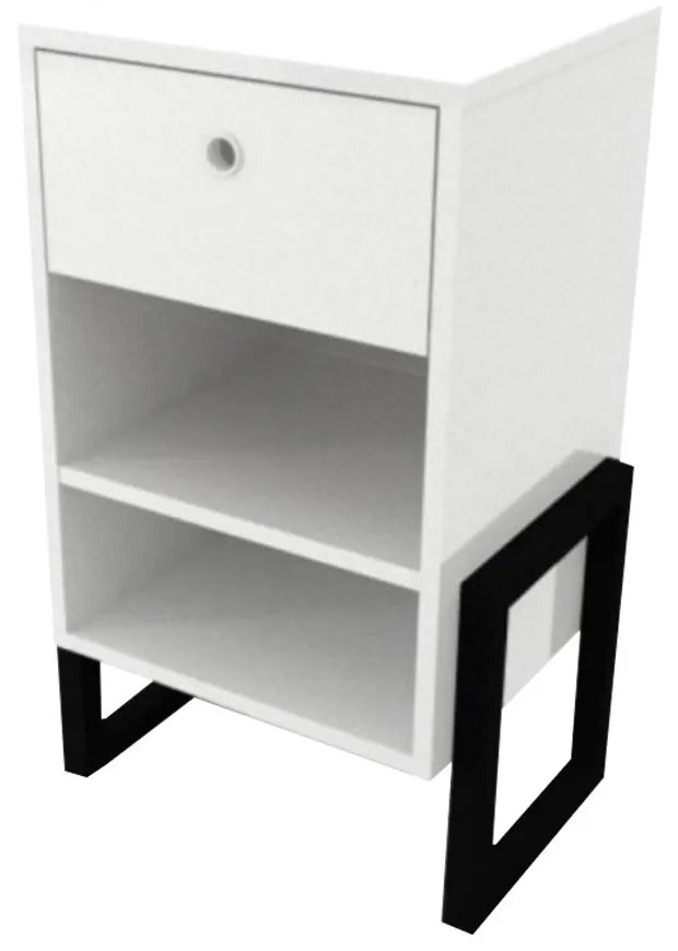 Mesa de Cabeceira Wolli 1 Gaveta Branco - D'Rossi