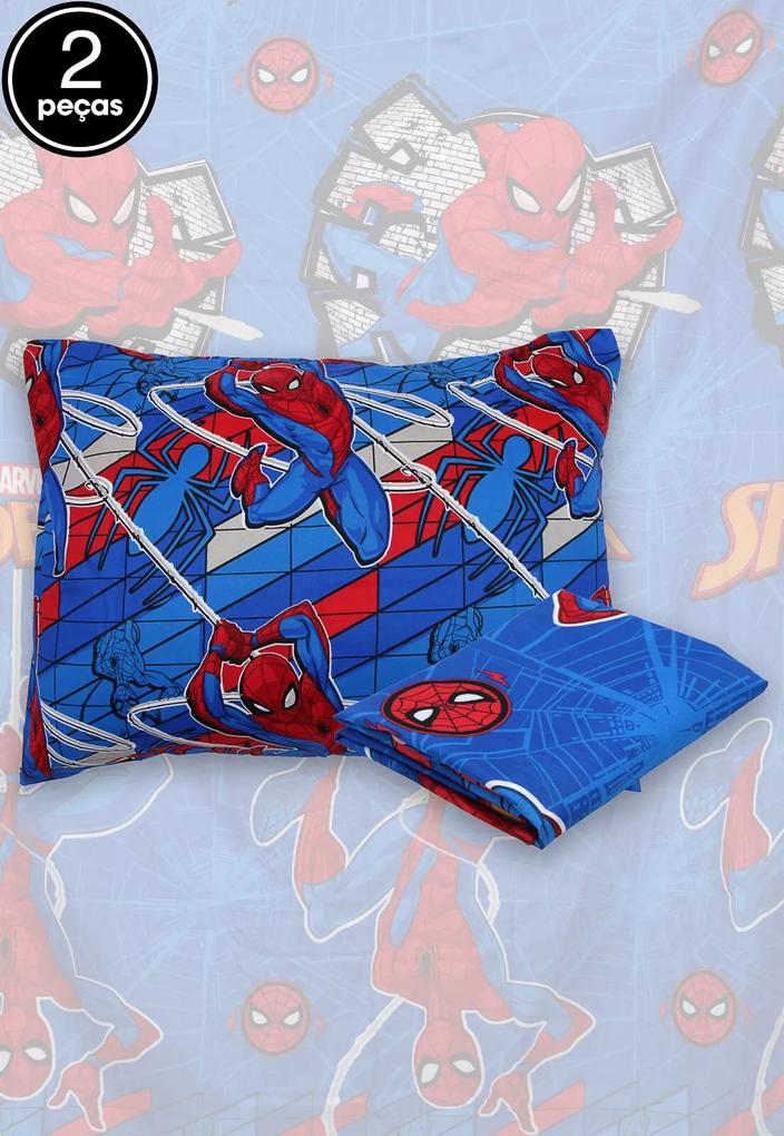 Jogo de Cama Solteiro Lepper 2Pçs Spider Man 1,40 m x 2,20 m Azul