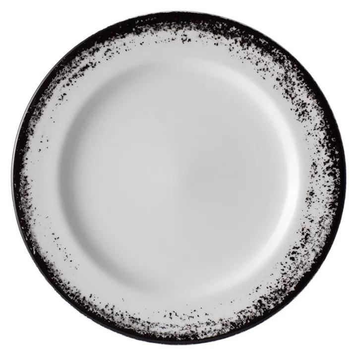 Prato Sobremesa 19Cm Porcelana Schmidt - Dec. Nevoa Preto 2431