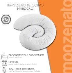 Travesseiro de Corpo Para Gestante Lavável Minhocão Branco - Fibrasca