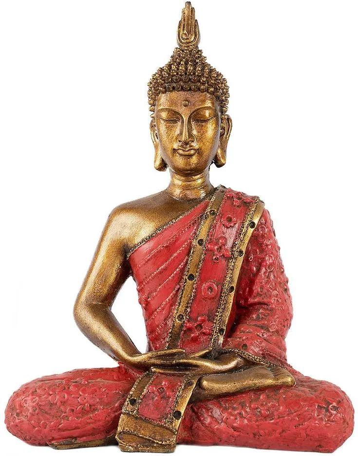Estátua Buda Thai Vermelho Resina