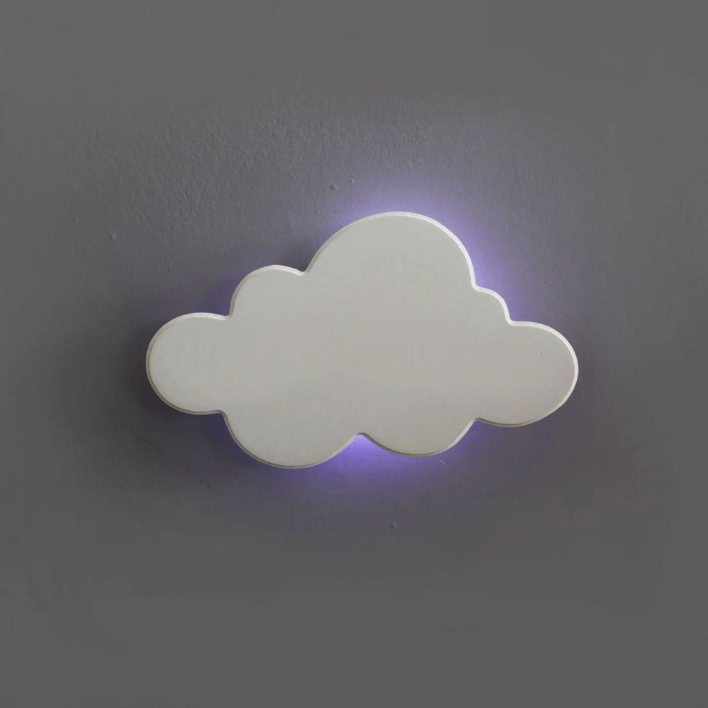 Nuvem Luminária MDF Branca Pequena com LED com Luz Fria