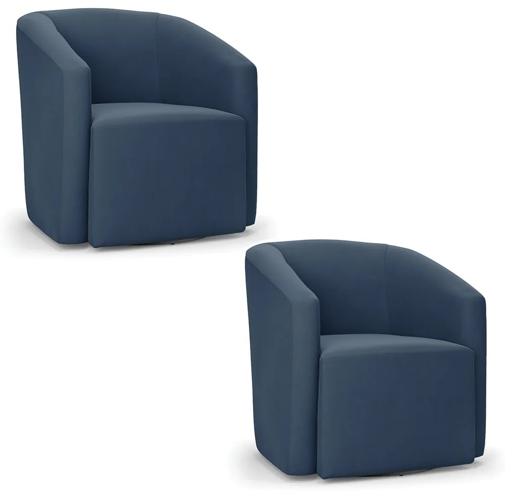 Poltrona Decorativa Base Giratória Kit 2 Stella Max Suede D03 - D'Rossi - Azul Marinho