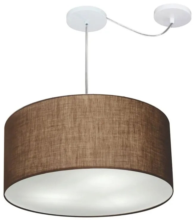 Lustre Pendente Cilíndrico Com Desvio de Centro Vivare Md-4252 Cúpula em Tecido 55x25cm - Bivolt