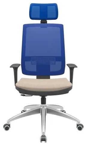 Cadeira Office Brizza Tela Azul Com Encosto Assento Poliester Fendi RelaxPlax Base Aluminio 126cm - 63562 Sun House