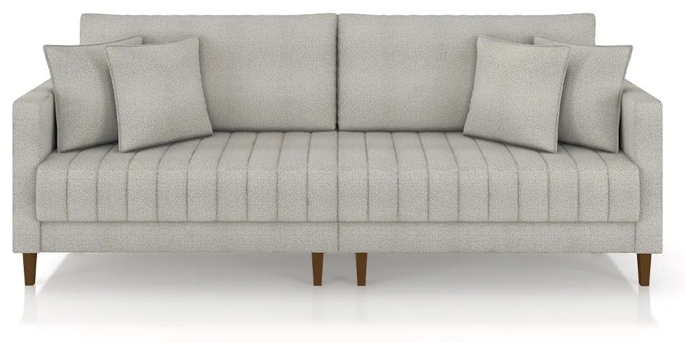 Sofá Living Decorativo Hamburgo Bipartido 2 Lugares 216cm com Almofadas Pés em Madeira Bouclê Cinza G33 - Gran Belo