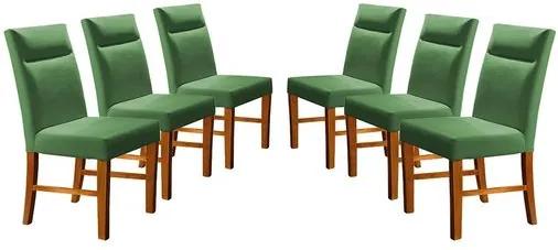 Kit 6 Cadeiras de Jantar Estofada Verde em Veludo Yastik