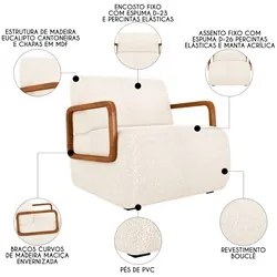 Poltrona Decorativa Orgânica para Sala Kit 2 Belarus K04 Bouclê Bege -