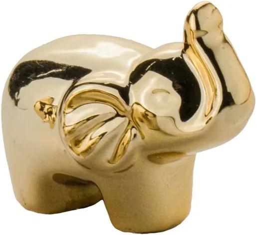 Estatueta Elefante 4 cm Dourado Metalizado - Wood Prime NR 33367