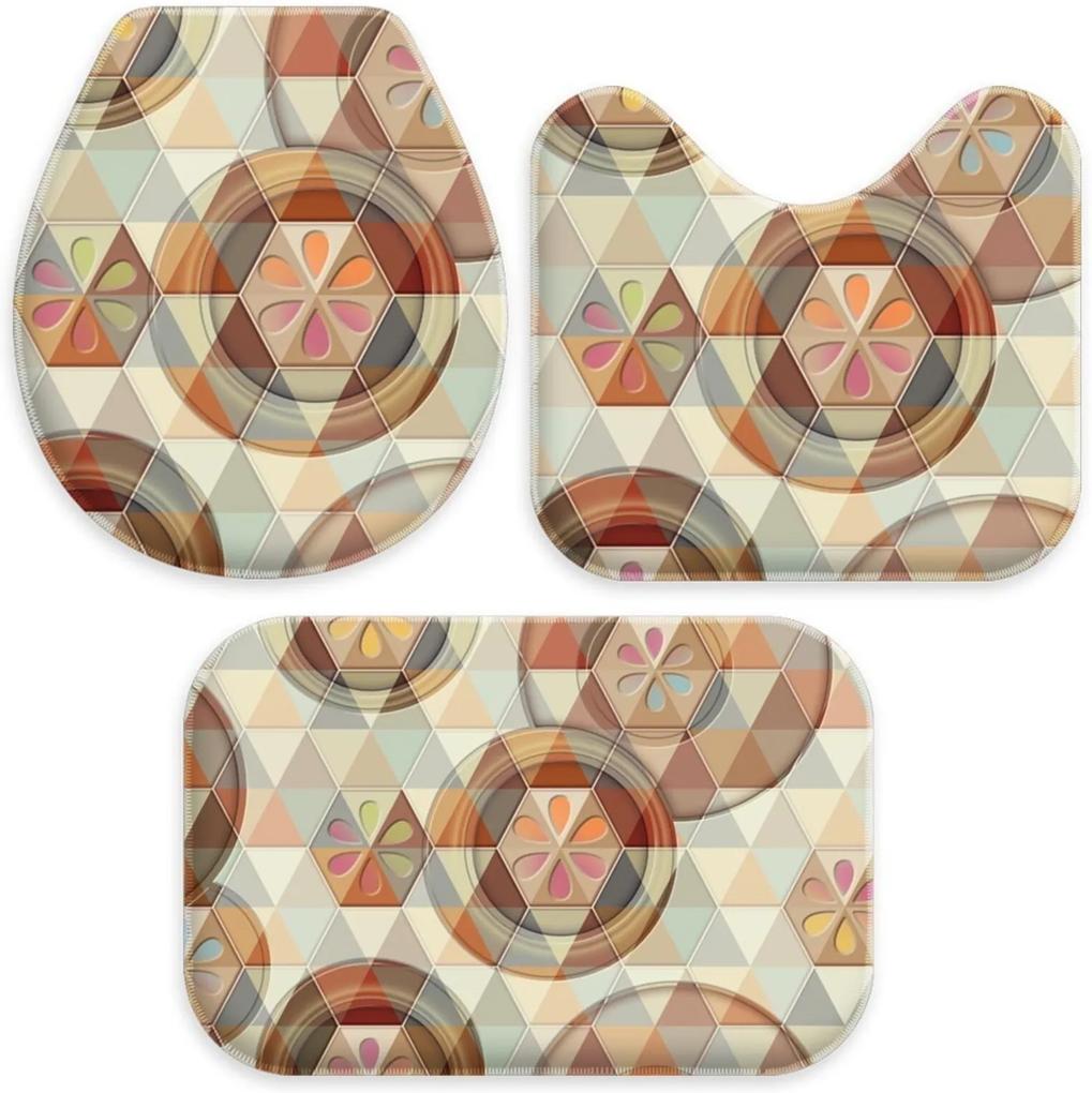 Jogo Tapetes Love Decor para Banheiro Buttons And Triangles Multicolorido Único