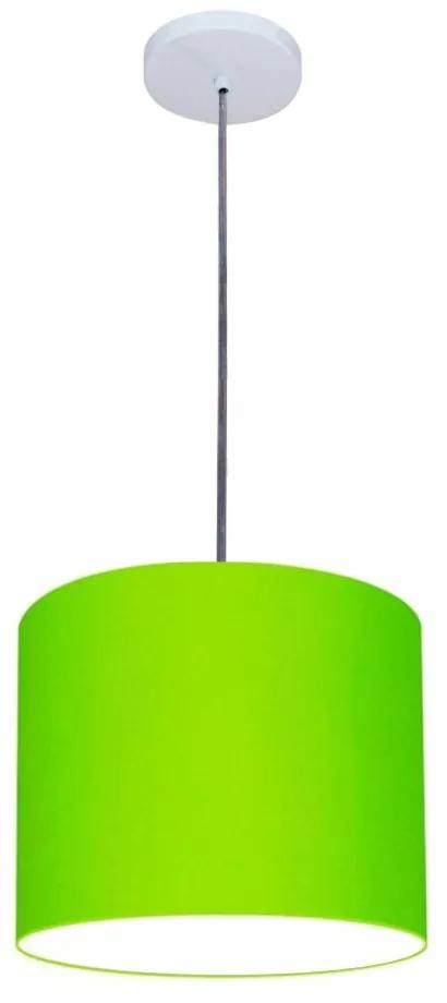 Luminária Pendente Vivare Free Lux Md-4106 Cúpula em Tecido - Verde-Limão - Canopla branca e fio transparente