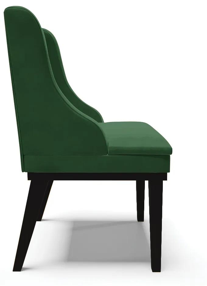 Cadeira de Jantar Liz Veludo Verde Base Fixa Madeira Preto - D'Rossi