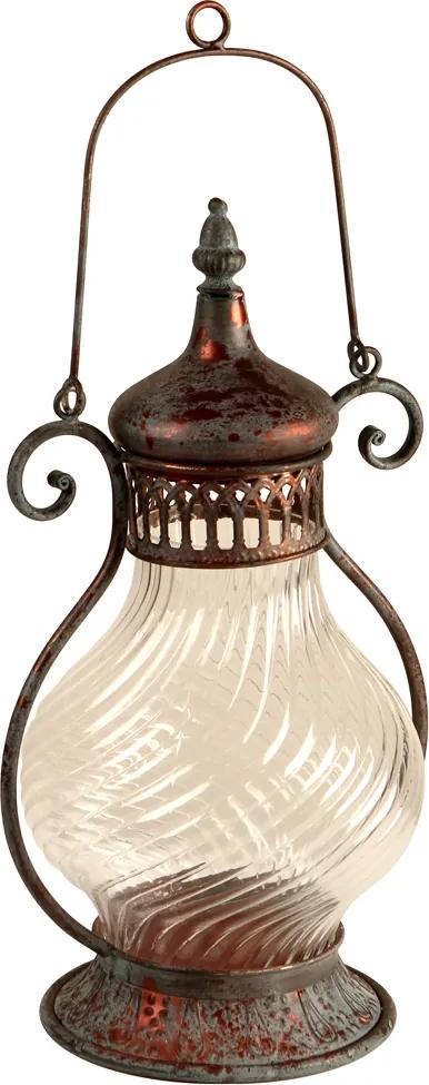 Lanterna Decorativa de Metal Envelhecido e Vidro Tadla