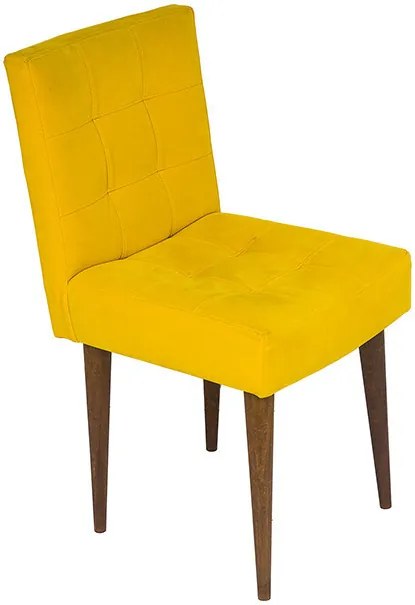 Cadeira Quadrados Amarelos com Pés Palito Suede