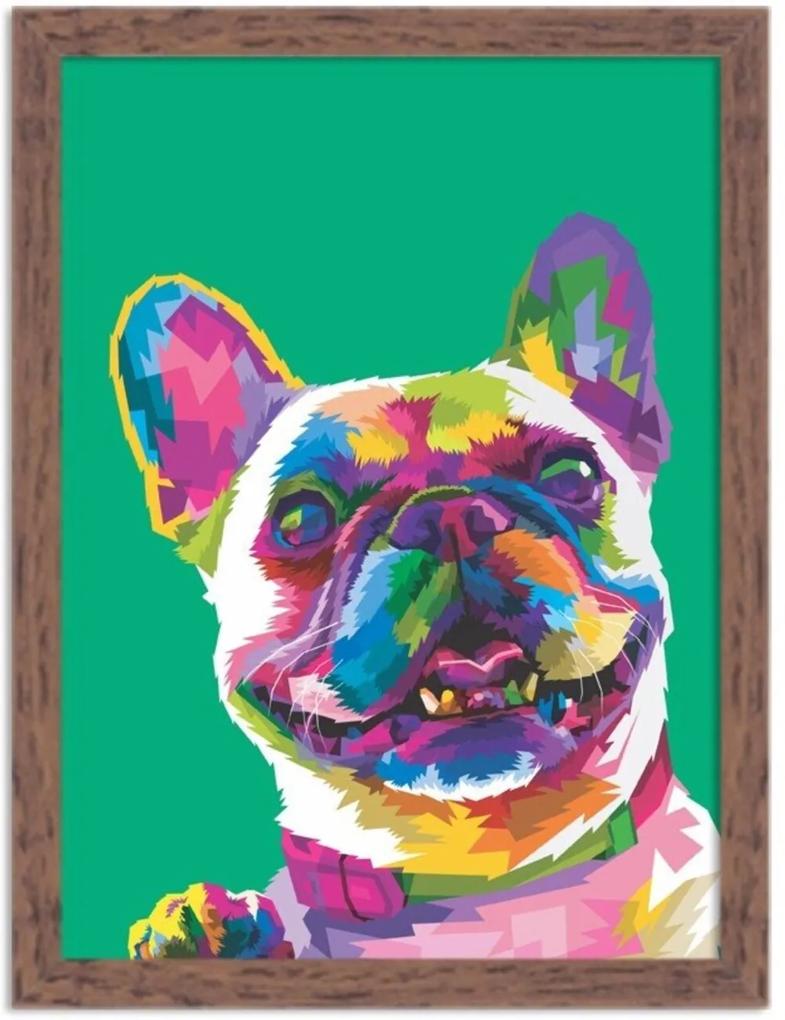 Quadro Decorativo Animal Meu Melhor Amigo Cachorro Abstrato Moderno Verde Madeira - Grande