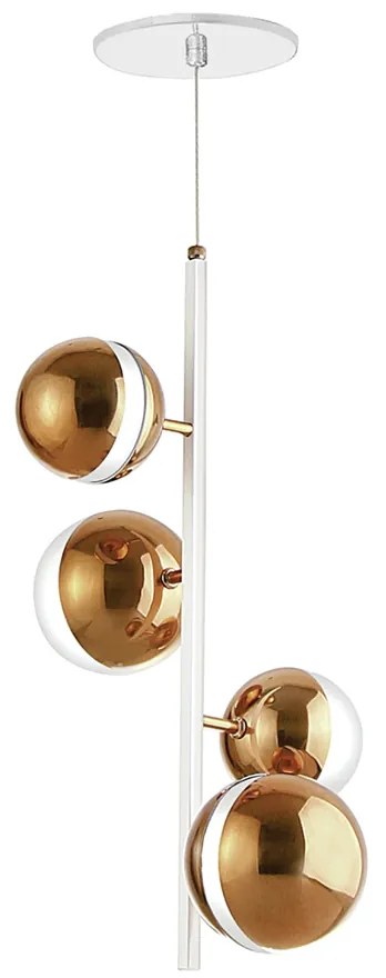 Pendente Vertical C/ Globo Filete Ø22X10X35Cm Metal E Vidro 2 X G9 Glo... (PRETO / CROMADO, FOSCO)