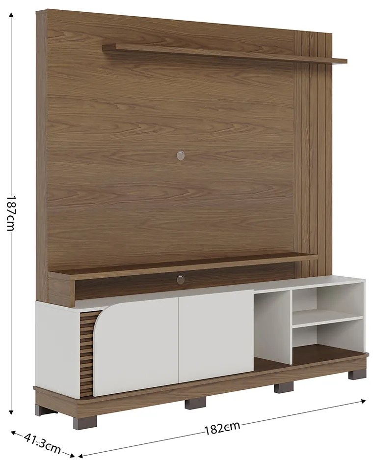 Estante de TV 75 Polegadas 180cm Itaim Amendoa/Off White Matte C04 - D'Rossi