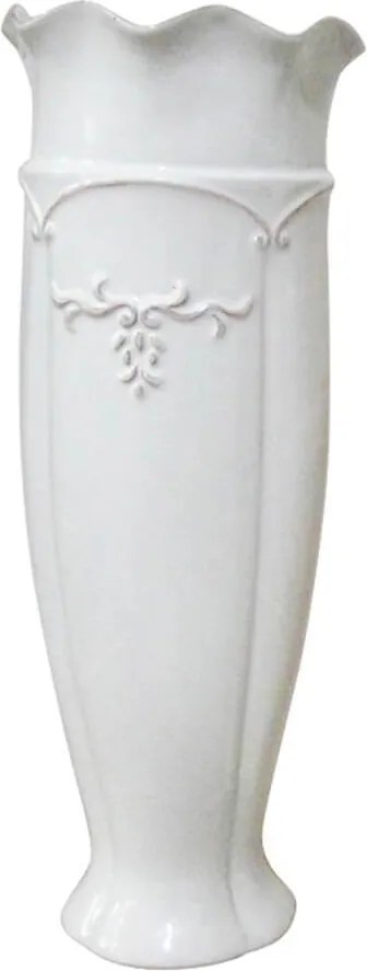 Vaso Delicate Ondule Edge Alto Grande Branco em Cerâmica - Urban