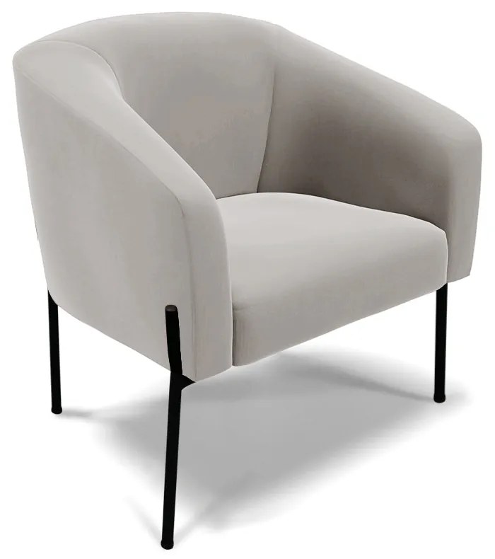 Poltrona Decorativa Pé de Ferro Preto Stella Suede Veludo D03 - D'Rossi - Cinza